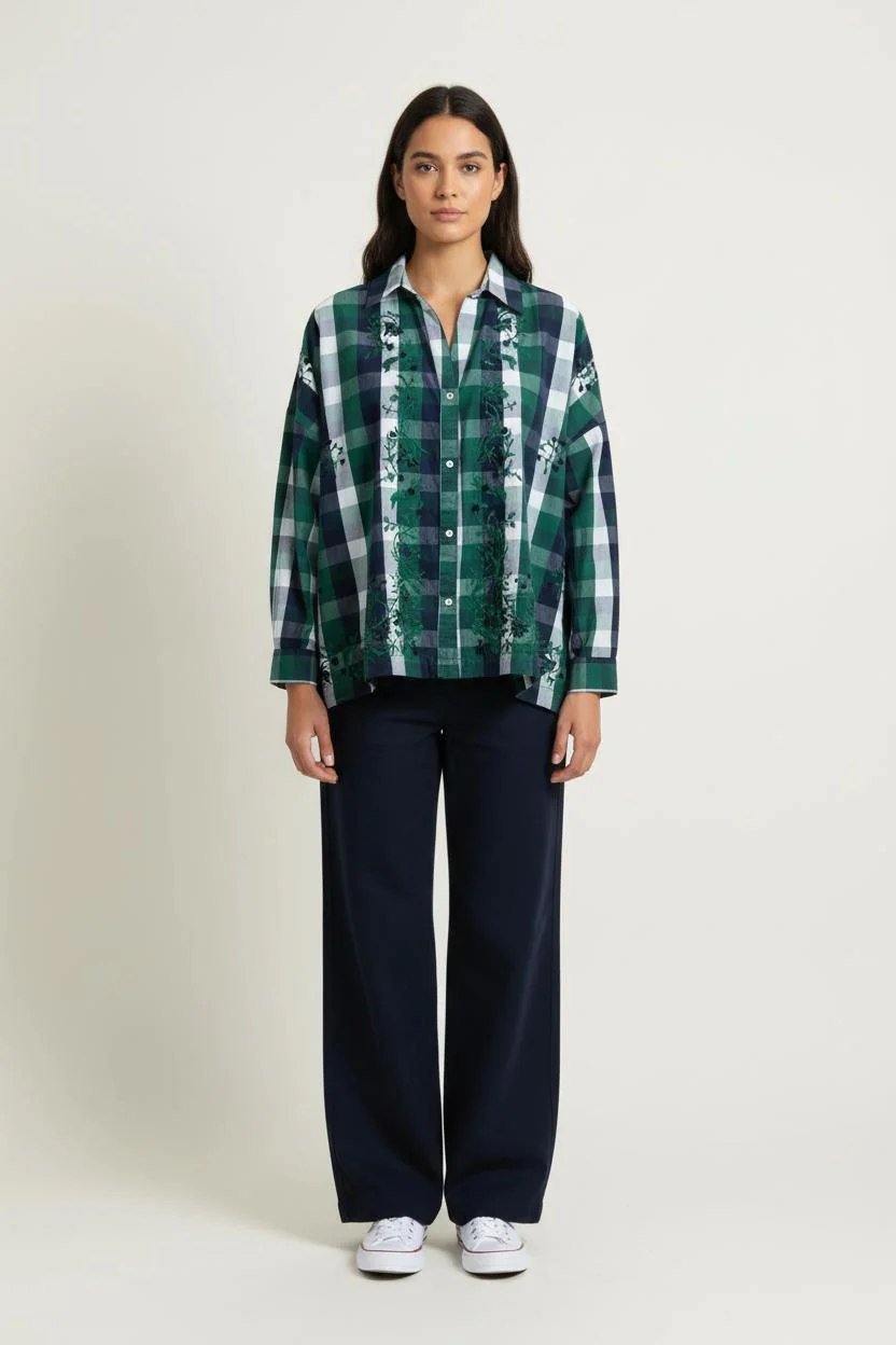 Chemise À Carreaux Verte et Bleue - Taille L/40