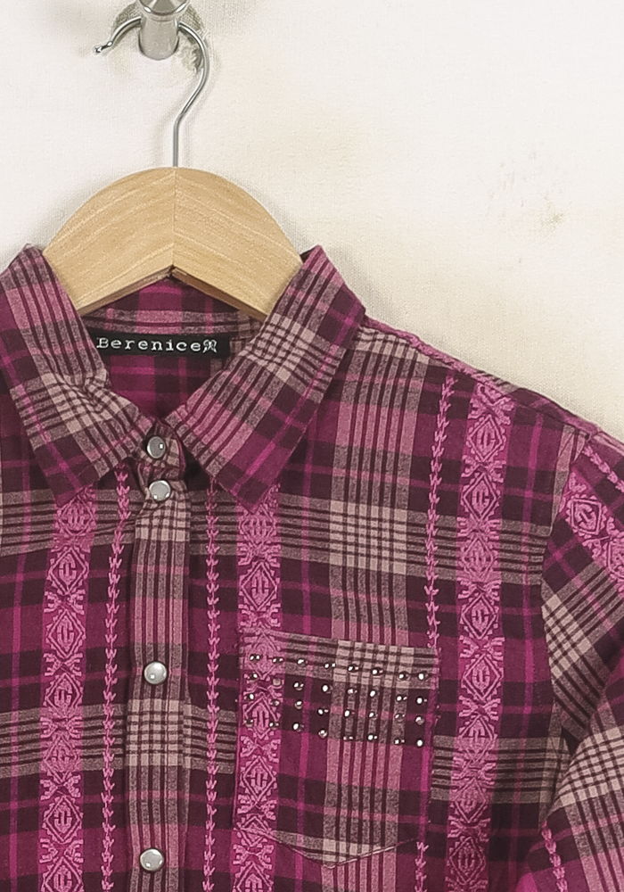 Chemise À Carreaux Violette et Rose - Taille S/36 - Image 3