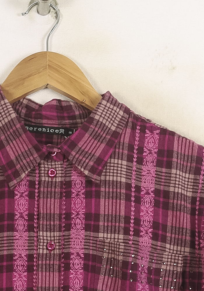 Chemise À Carreaux Violette et Rose - Taille S/36 - Image 3