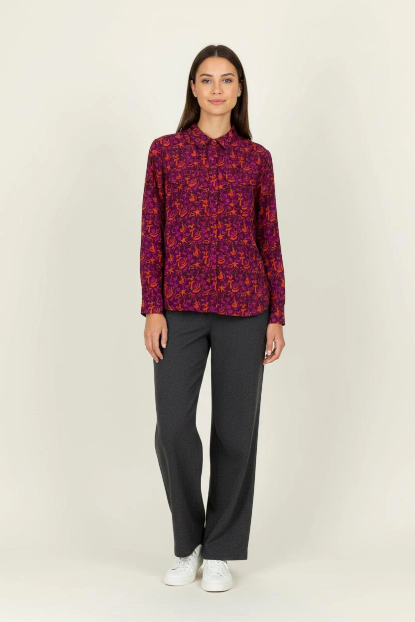 Chemise à motifs Rouge et Violet - Taille XL/42
