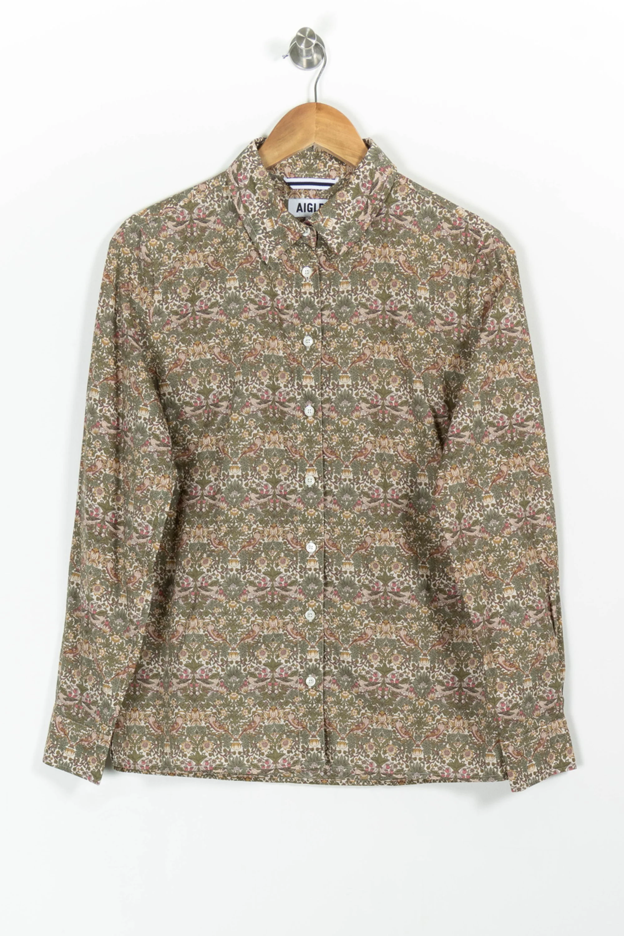 Chemise À Motifs Verte et Marron - Taille L/40 - Image 2