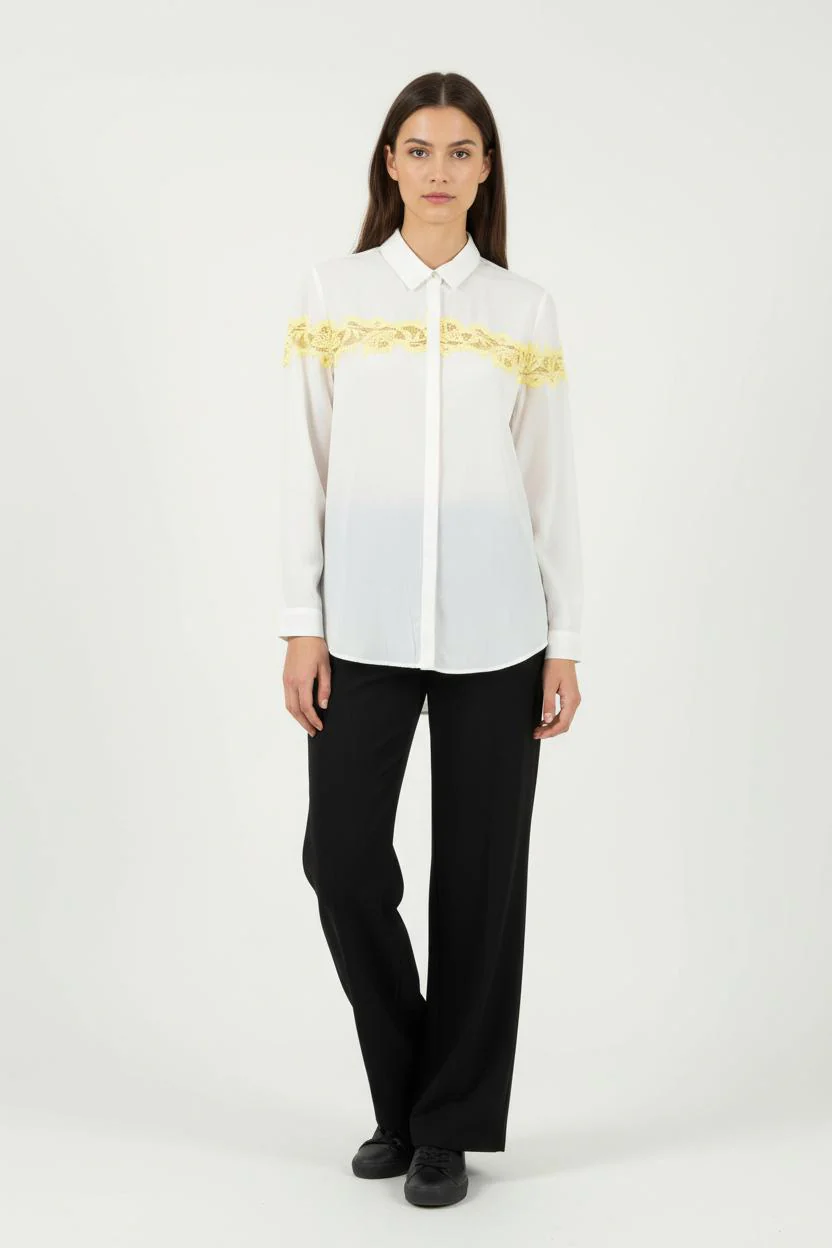 Chemise Blanche et Jaune - Taille XXS/32