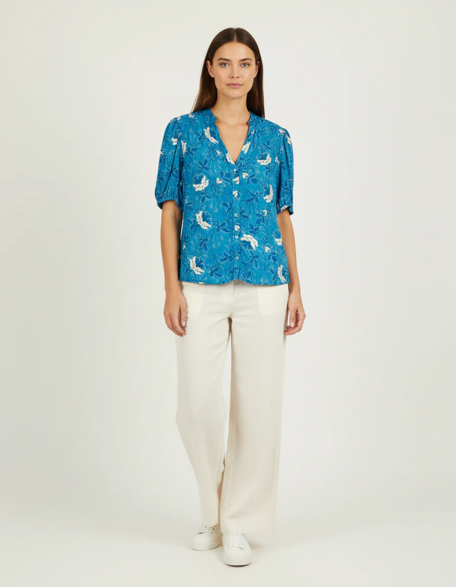 Chemise bleue à motifs - Taille XXL/44