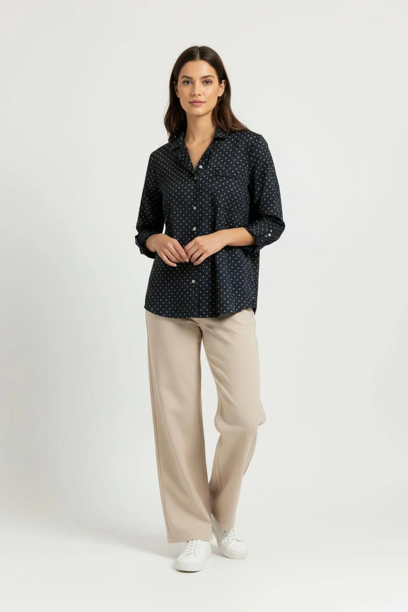 Chemise Bleue à Pois Jaunes - Taille M/38