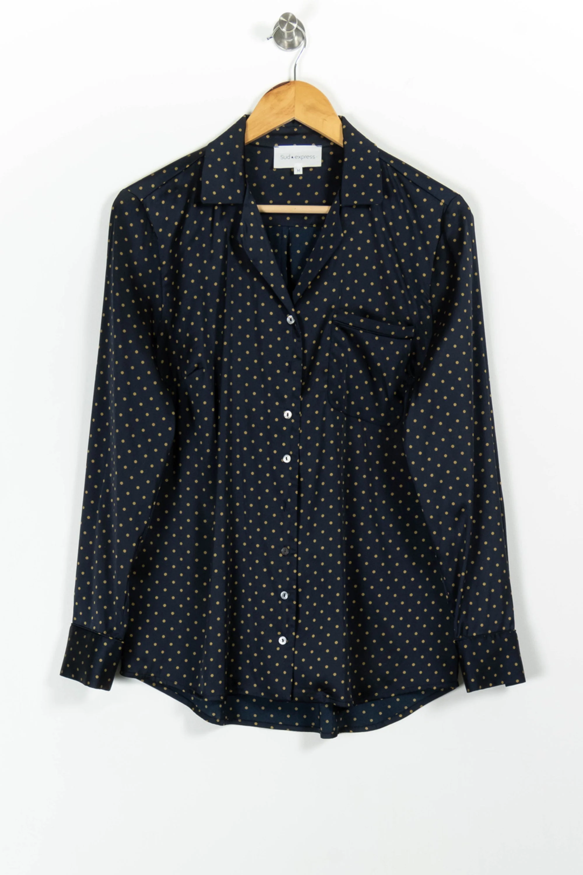 Chemise Bleue à Pois Jaunes - Taille M/38 - Image 2