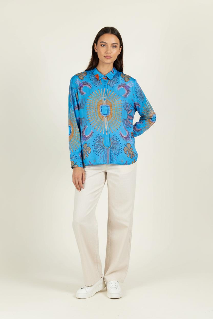 Chemise Bleue et Orange - Taille S/36