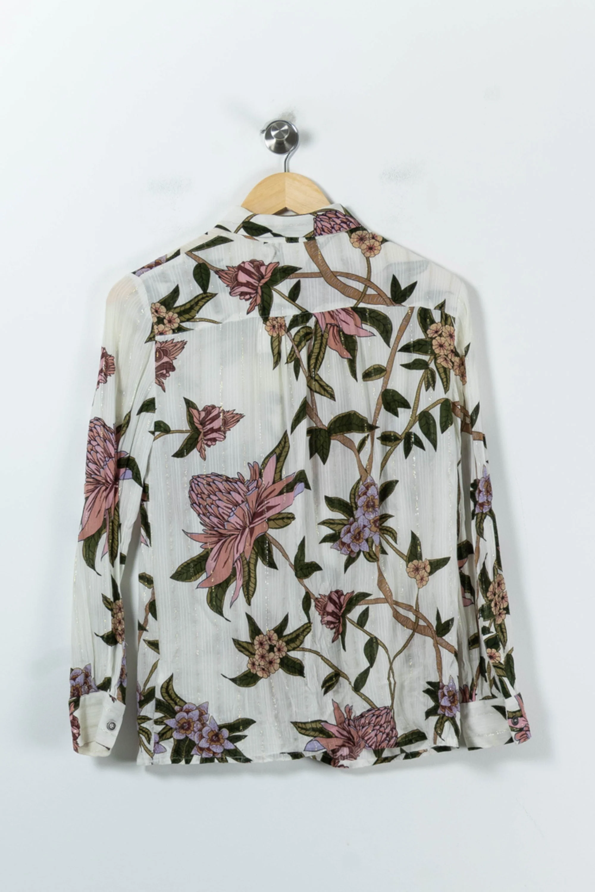 Chemise Fleurie Blanche et Rose - Taille XS/34 - Image 4