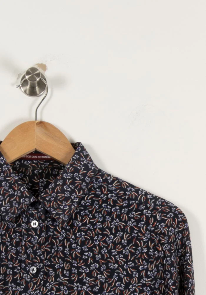 Chemise Fleurie Bleu et Marron - Taille S/36 - Image 3