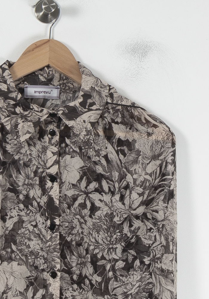 Chemise Fleurie Grise - Taille M/38 - Image 3