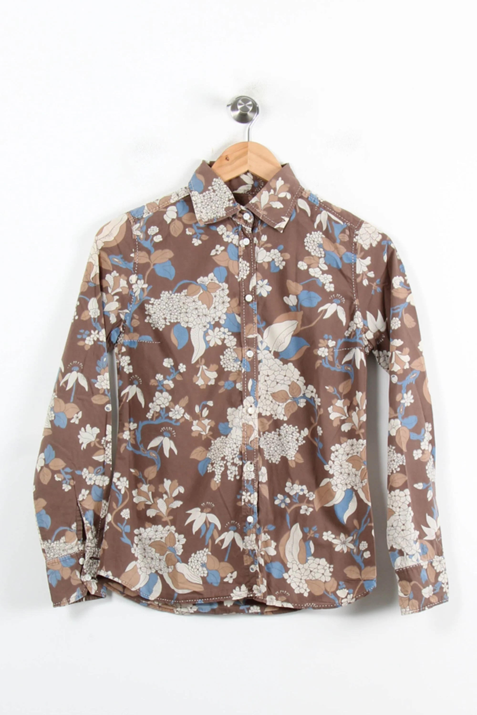 Chemise Fleurie Marron et Bleu - Taille S/36 - Image 2