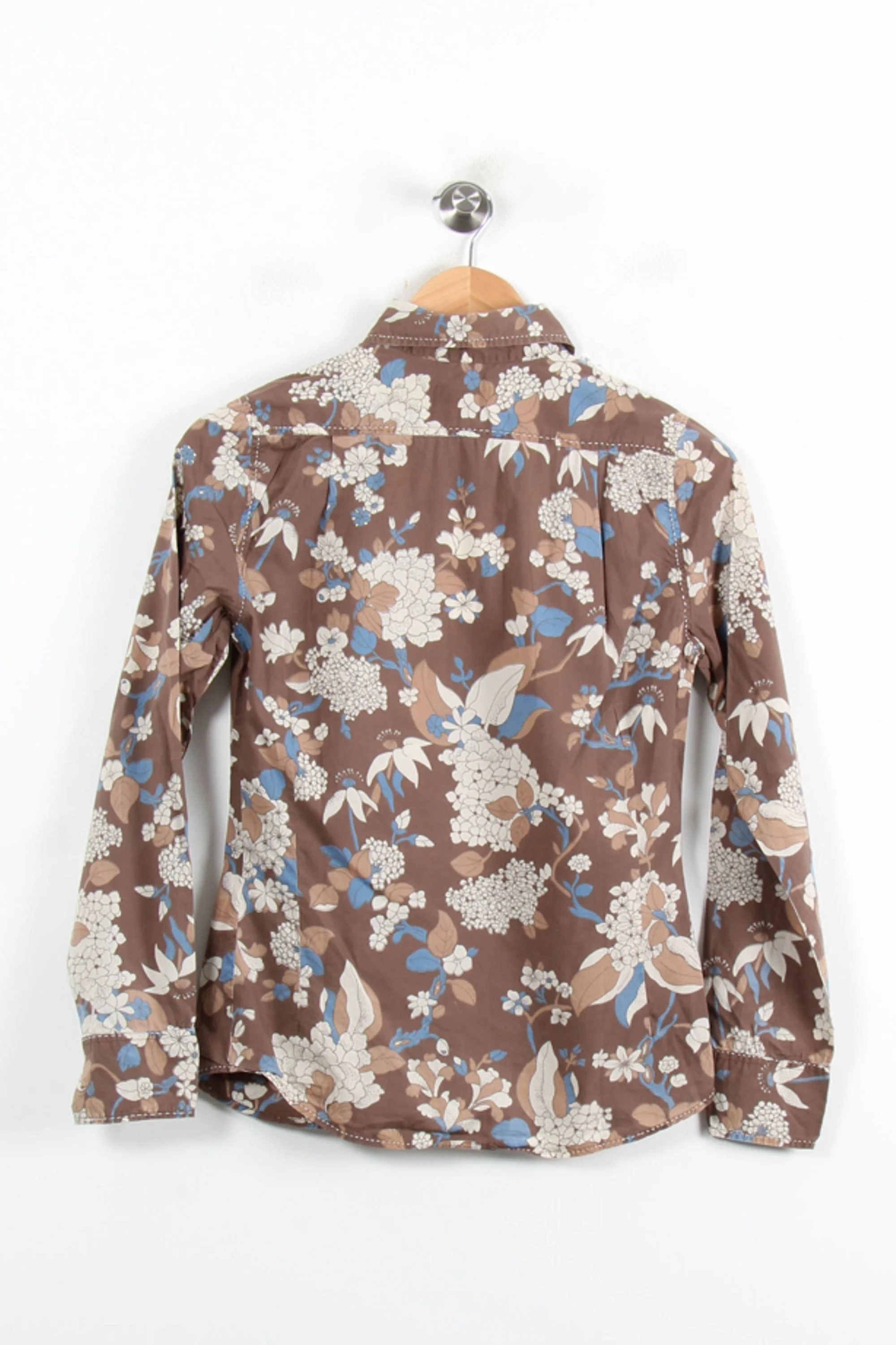 Chemise Fleurie Marron et Bleu - Taille S/36 - Image 4