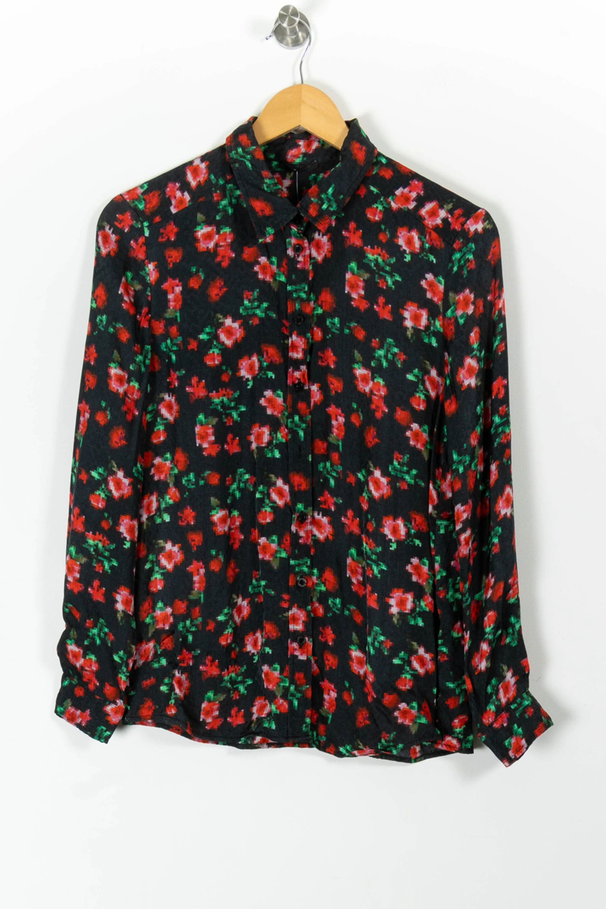 Chemise Fleurie Noire et Rouge - Taille XS/34 - Image 2