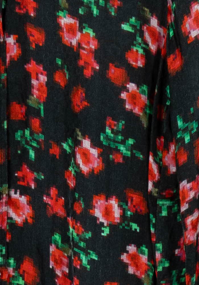 Chemise Fleurie Noire et Rouge - Taille XS/34 - Image 3