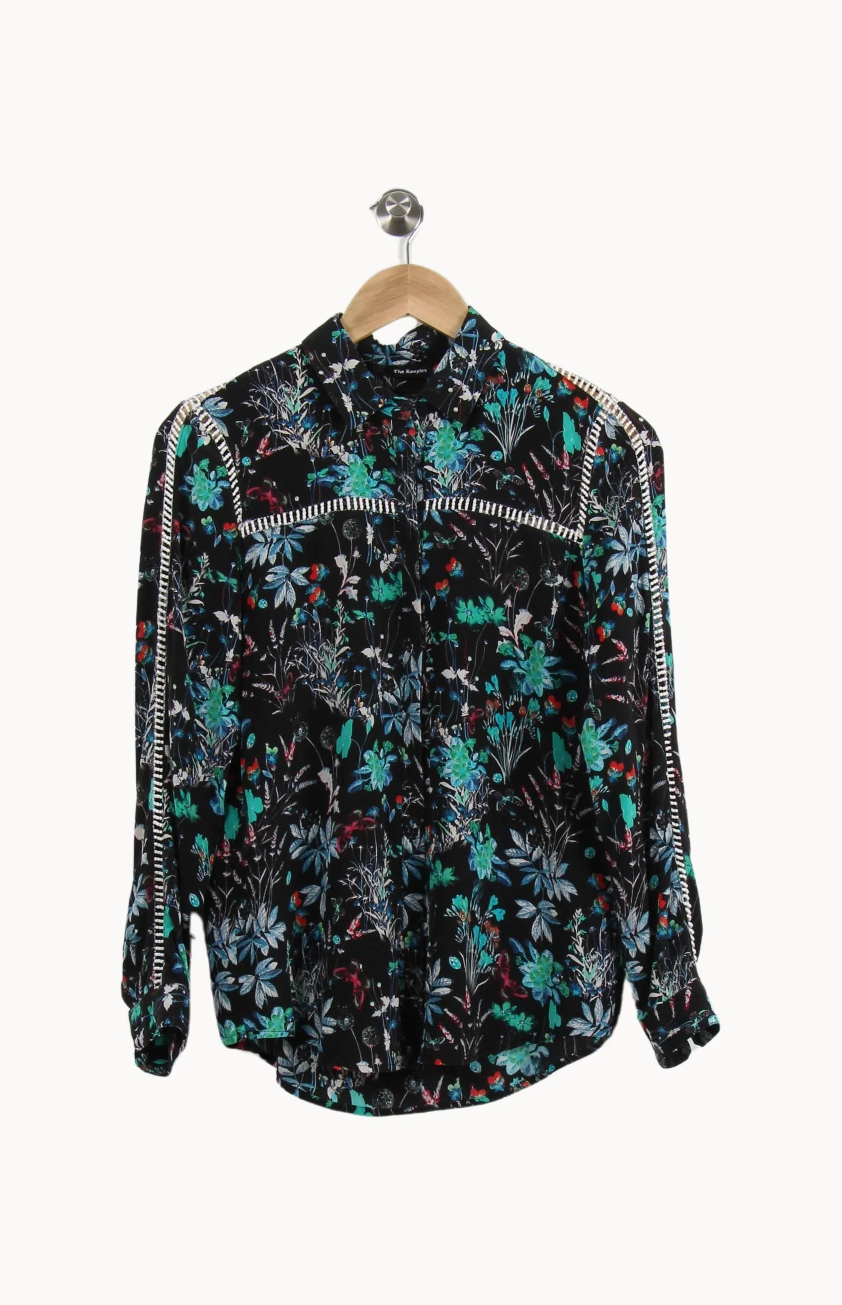 Chemise Fleurie Noire et Verte - Taille XXS/32 - Image 2