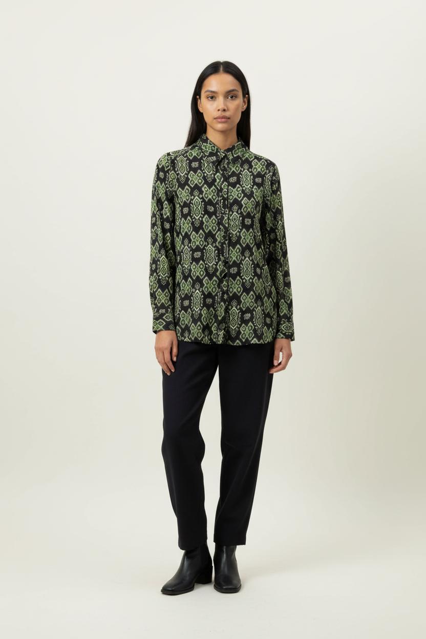 Chemise Noire et Verte - Taille XS/34