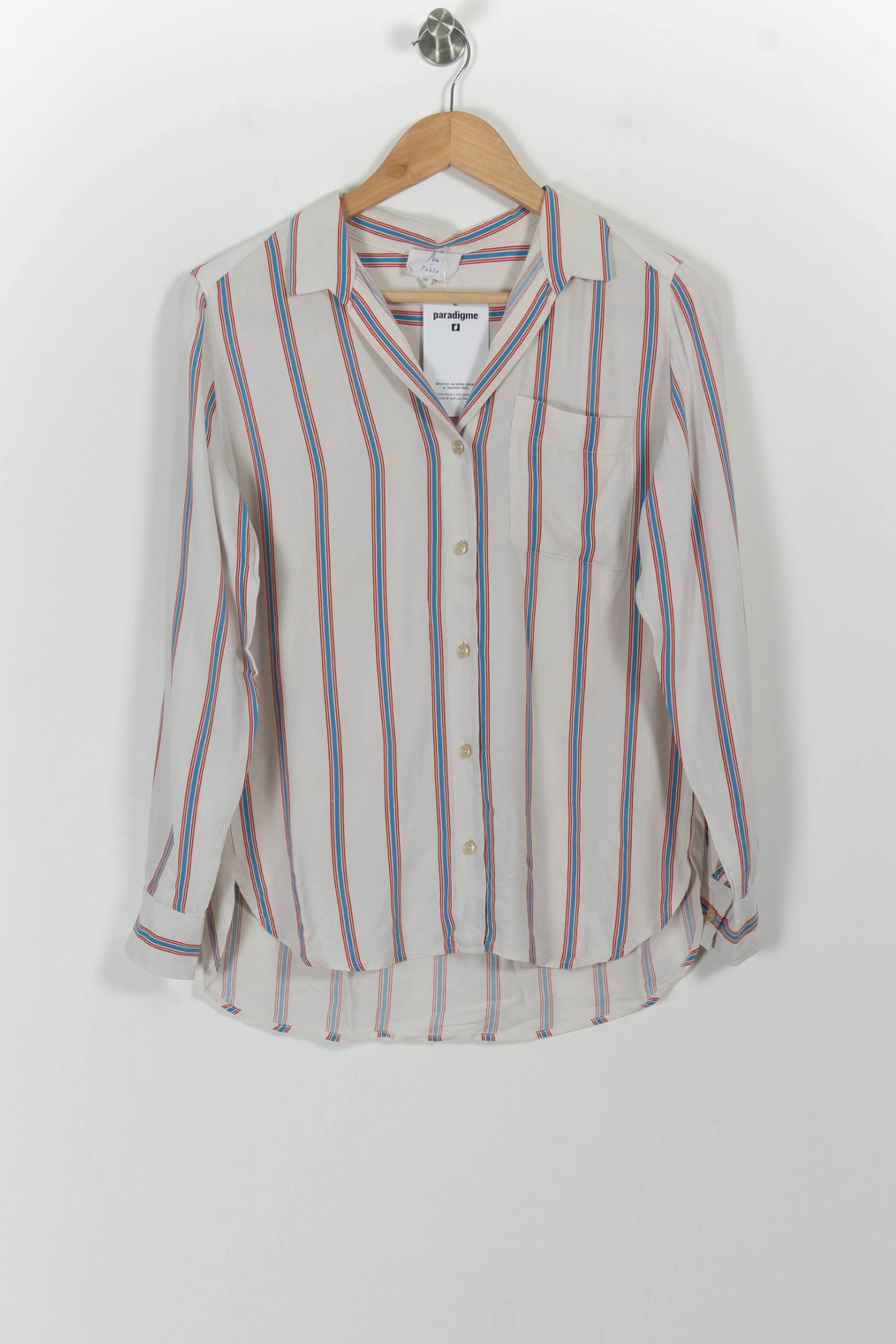 Chemise Rayée Blanche Bleue et Rouge - Taille S/36 - Image 2