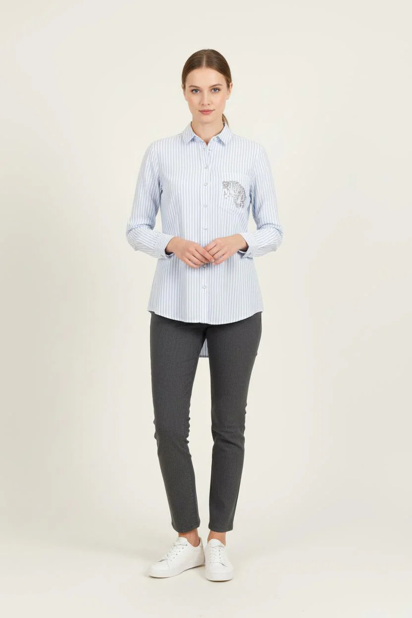 Chemise Rayée Bleue et Blanche - Taille S/36