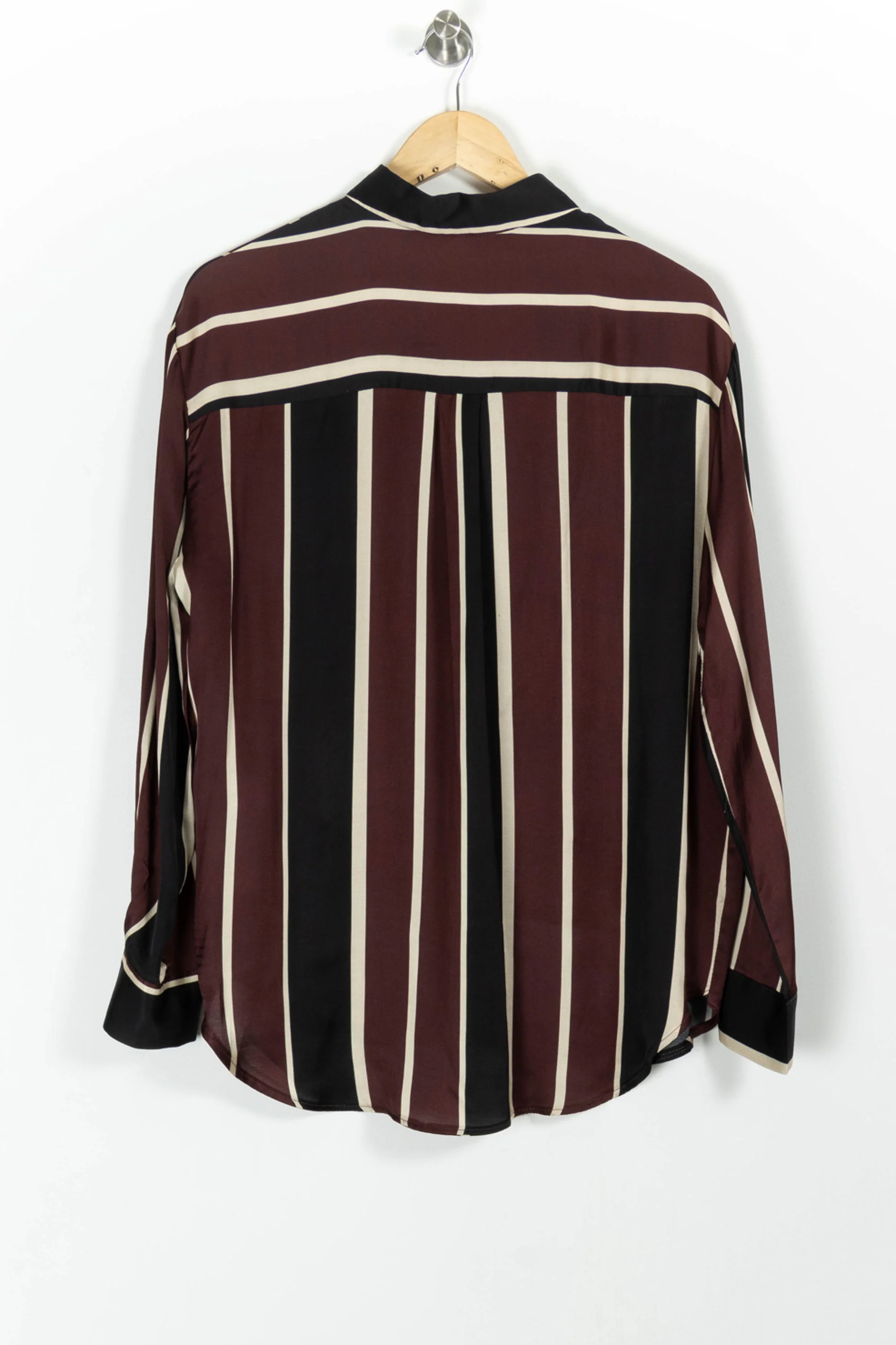 Chemise Rayée Bordeaux Noir et Beige - Taille M/38 - Image 4