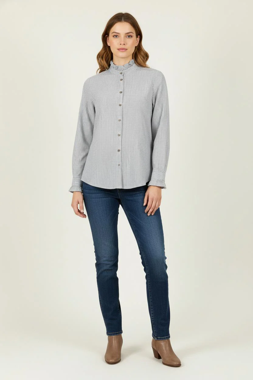 Chemise Rayée Grise et Blanche - Taille XS/34
