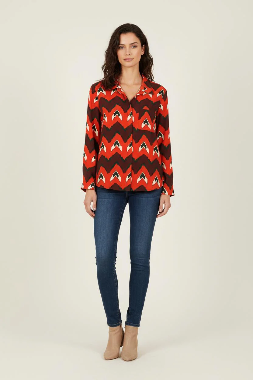Chemise Rouge et Marron - Taille XS/34