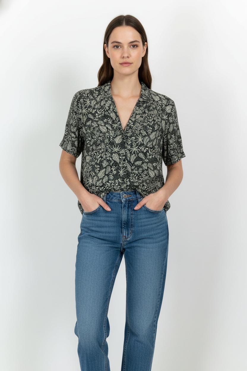 Chemisette Verte et Blanche - Taille L/40