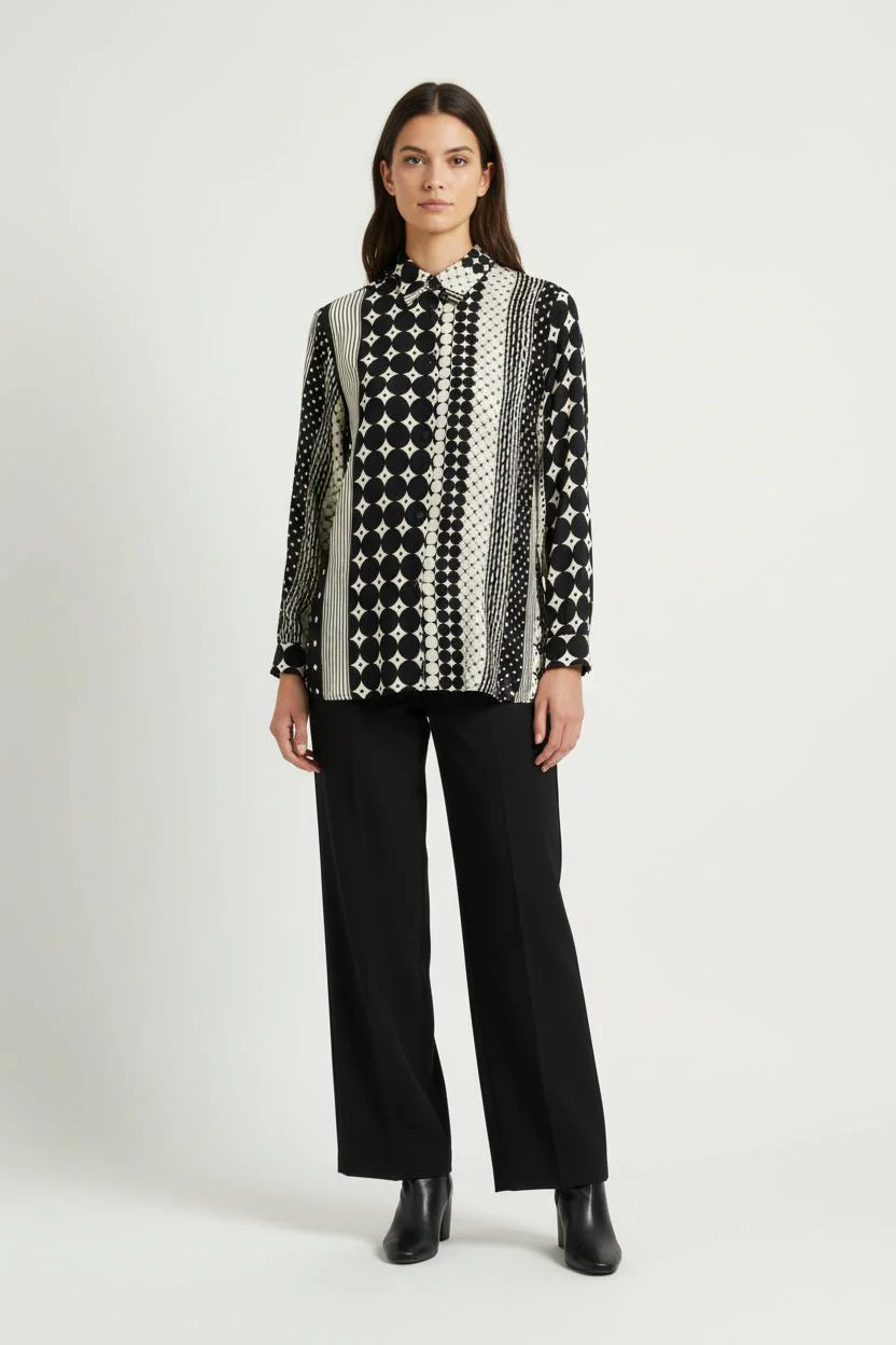 Chemisier Noir et Blanc - Taille XS/34