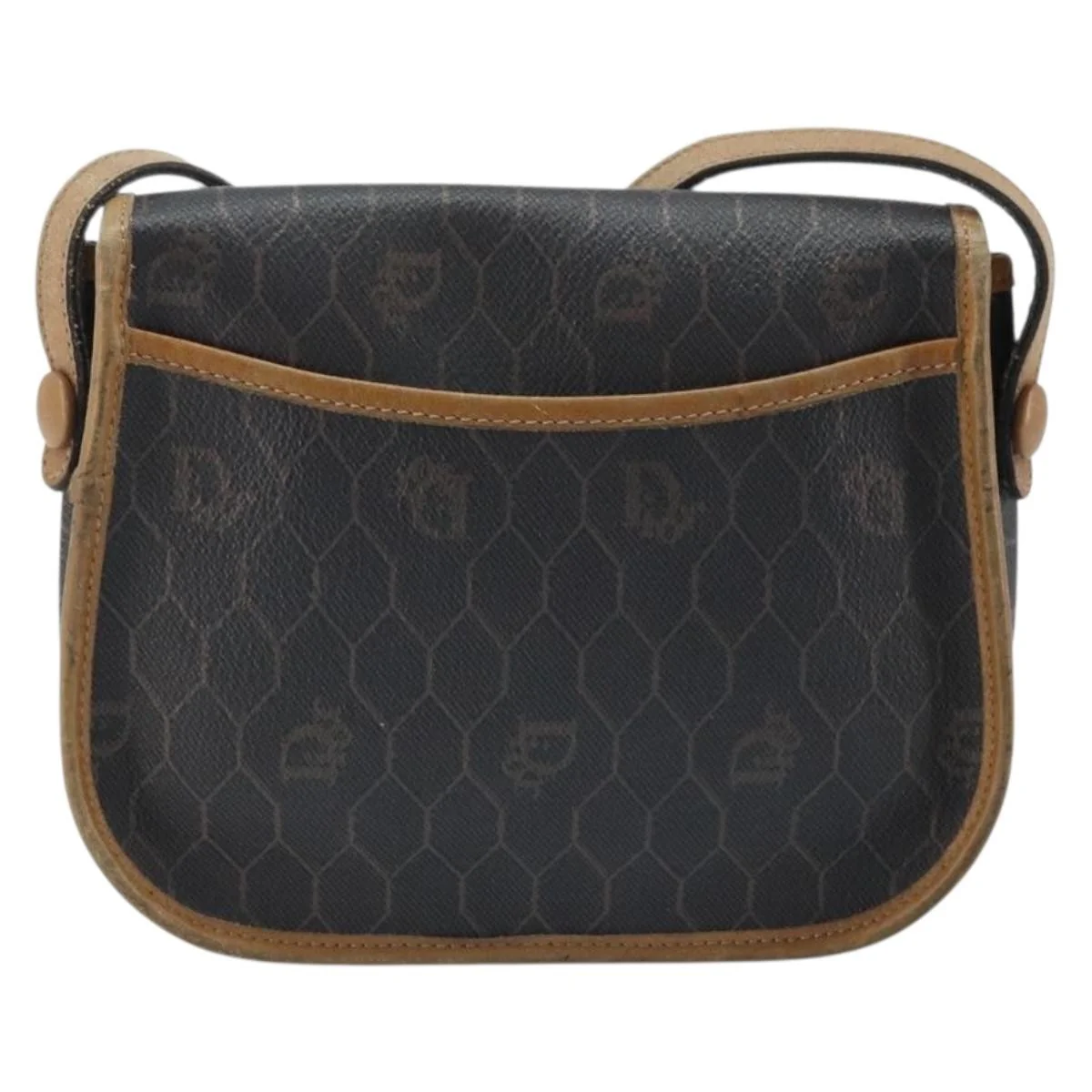 Christian Dior Vintage Honeycomb Flap Crossbody Bag Canvas and Leather - Image 2