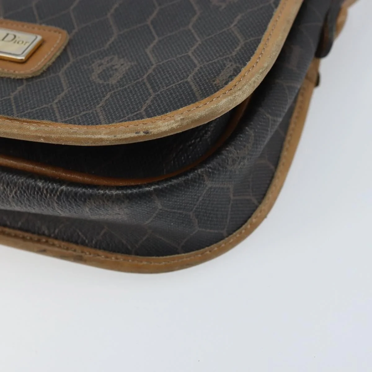 Christian Dior Vintage Honeycomb Flap Crossbody Bag Canvas and Leather - Image 8