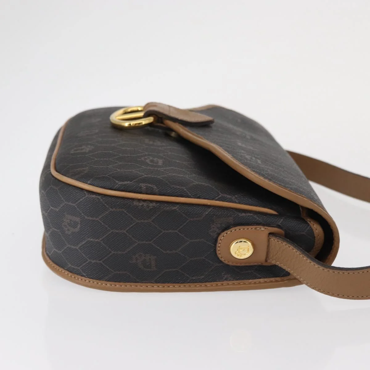 Christian Dior Vintage Honeycomb Flap Crossbody Bag Canvas and Leather - Image 3
