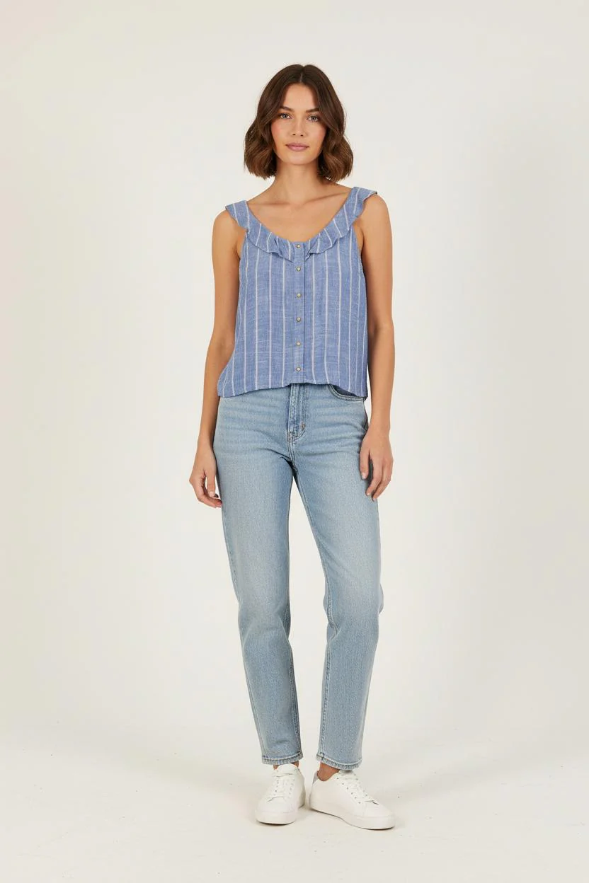 Débardeur Bleu et Blanc - Taille XS/34