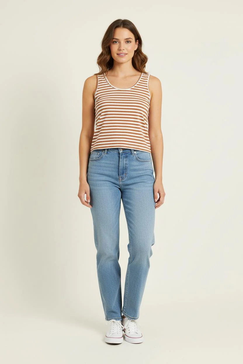 Débardeur Marron et Blanc - Taille S/36