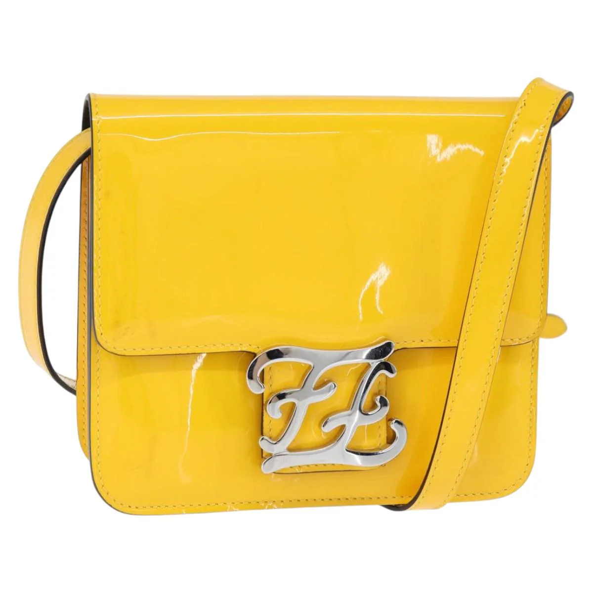 Fendi Curligraphy Shoulder Enamel Yellow Silver