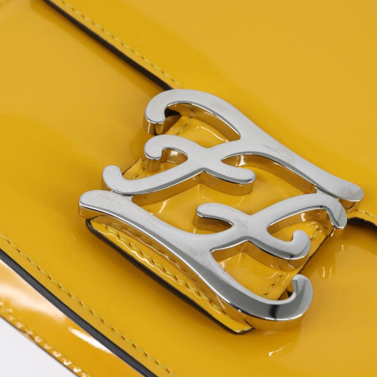 Fendi Curligraphy Shoulder Enamel Yellow Silver - Image 14