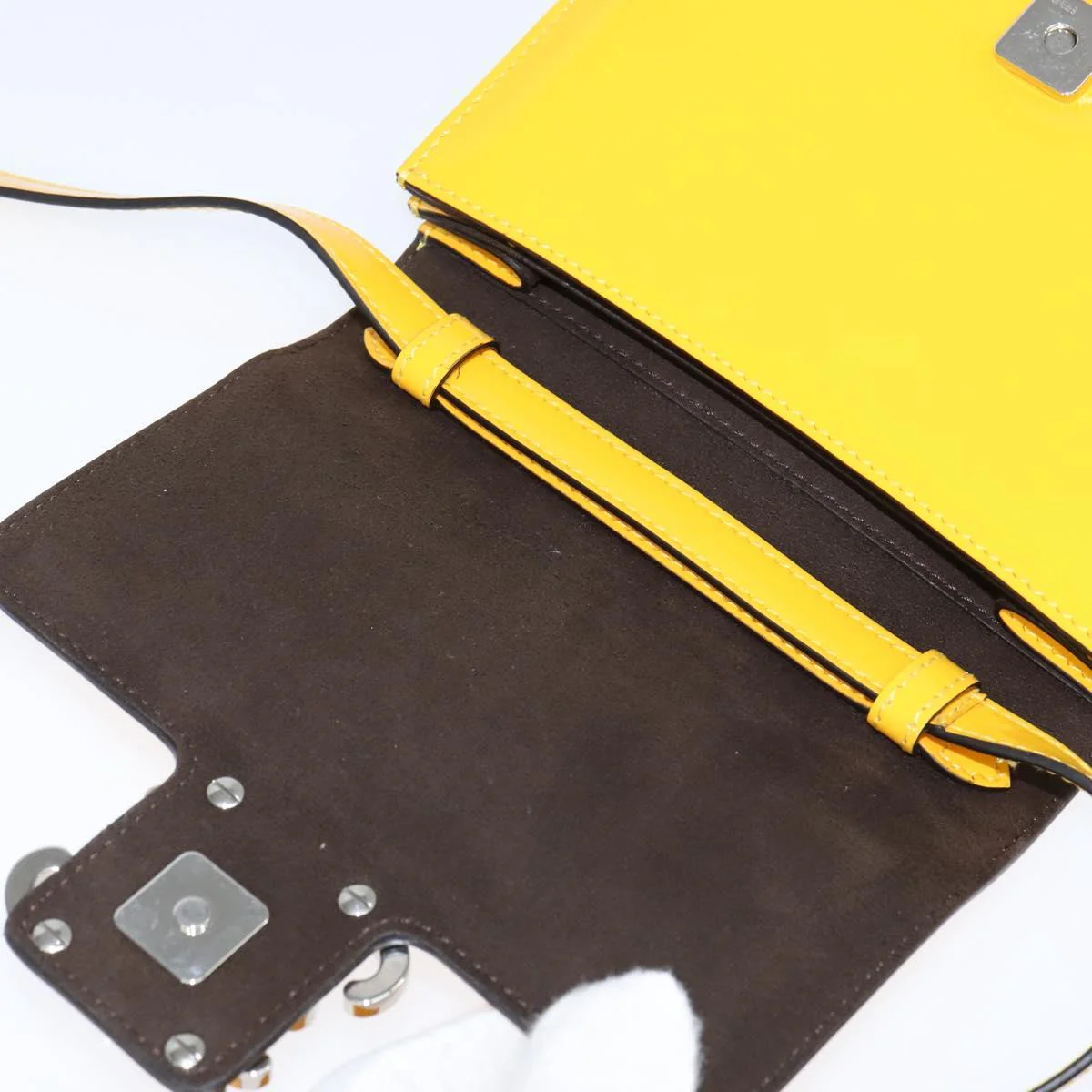 Fendi Curligraphy Shoulder Enamel Yellow Silver - Image 15