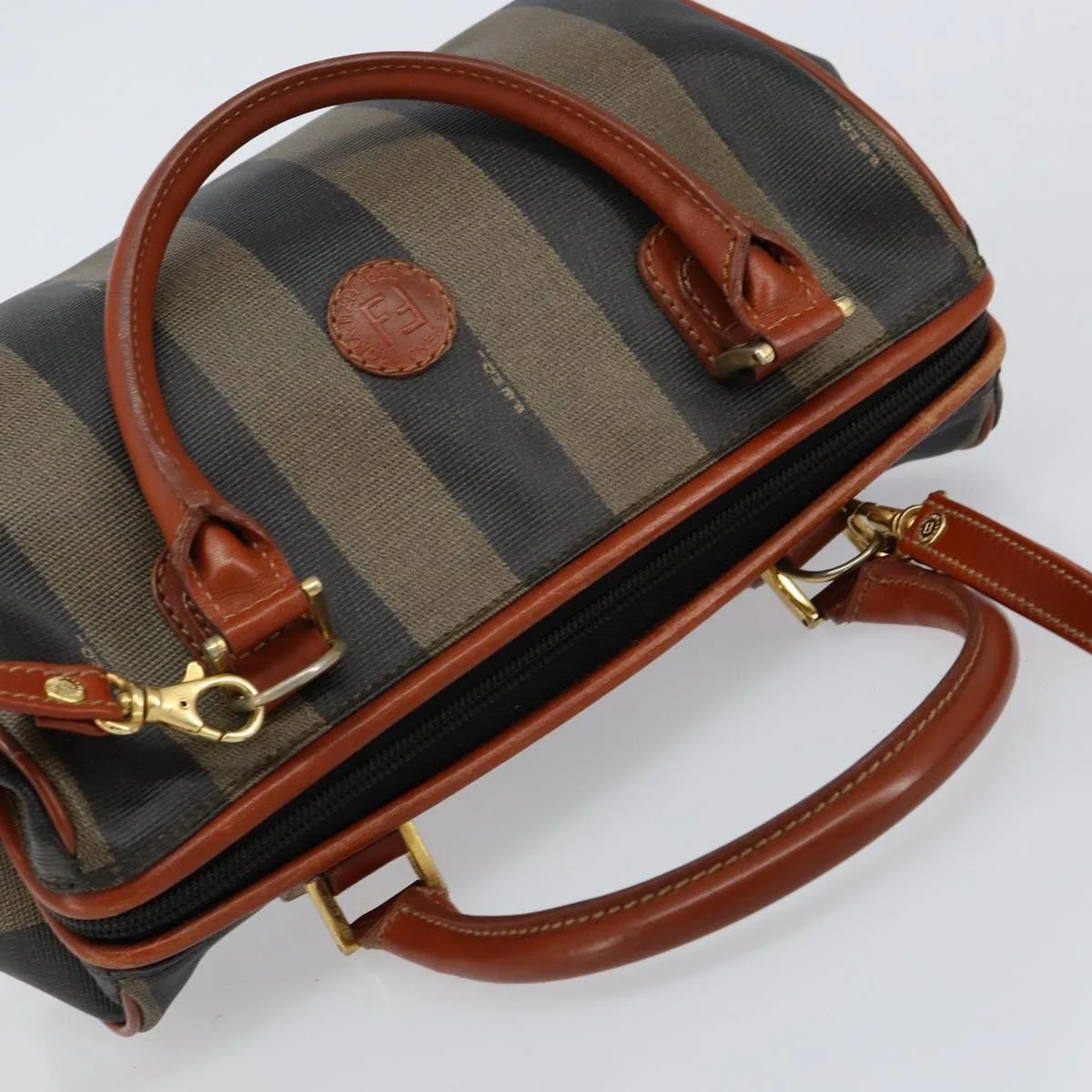 Fendi Vintage Pequin Convertible Boston Bag Coated Canvas - Image 13
