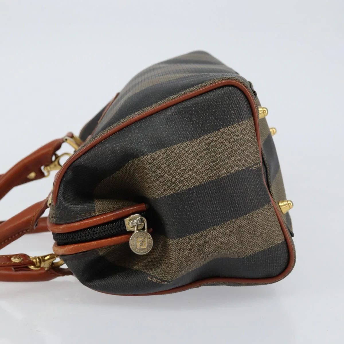 Fendi Vintage Pequin Convertible Boston Bag Coated Canvas - Image 4