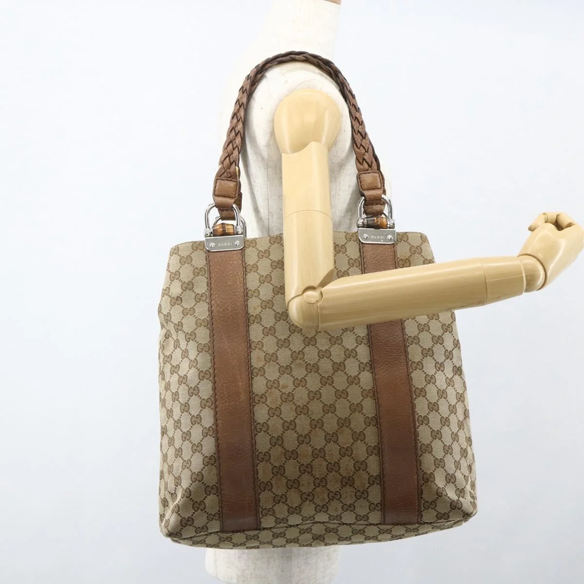 Gucci Bamboo Bar Tote GG Canvas - Image 12