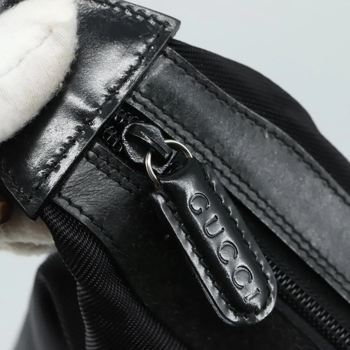 Gucci Vintage Bamboo Handle Bag Nylon - Image 13