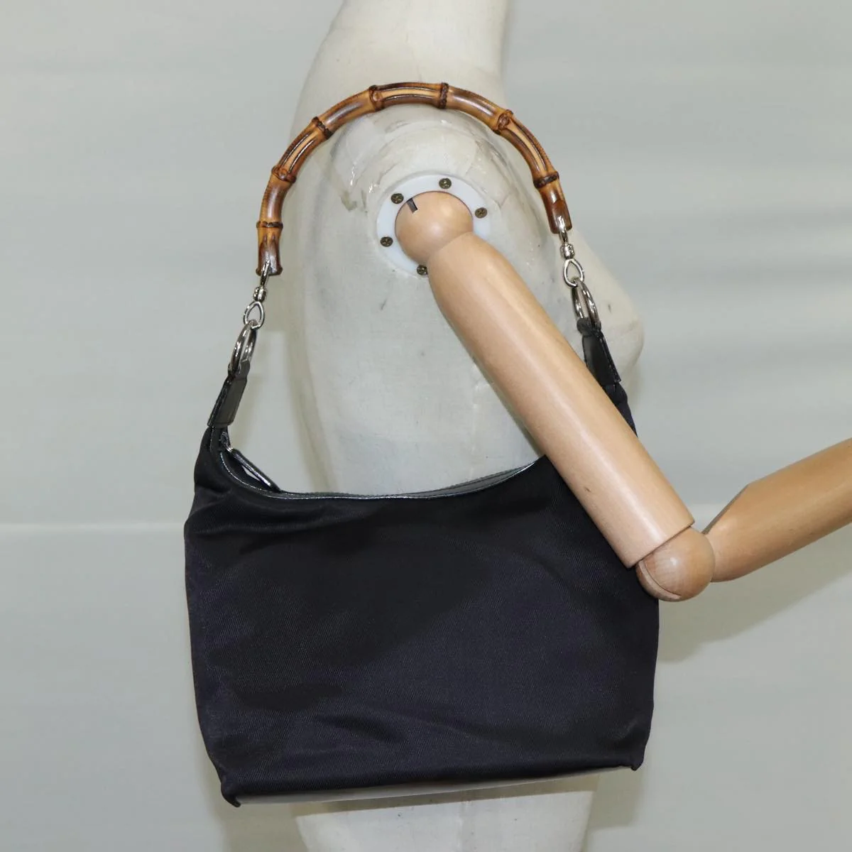 Gucci Vintage Bamboo Handle Bag Nylon - Image 14