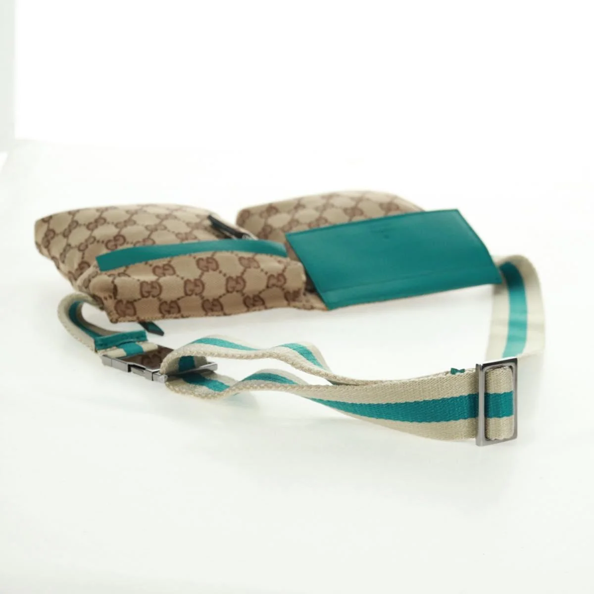 Gucci Vintage Double Belt Bag GG Canvas with Leather - Image 8