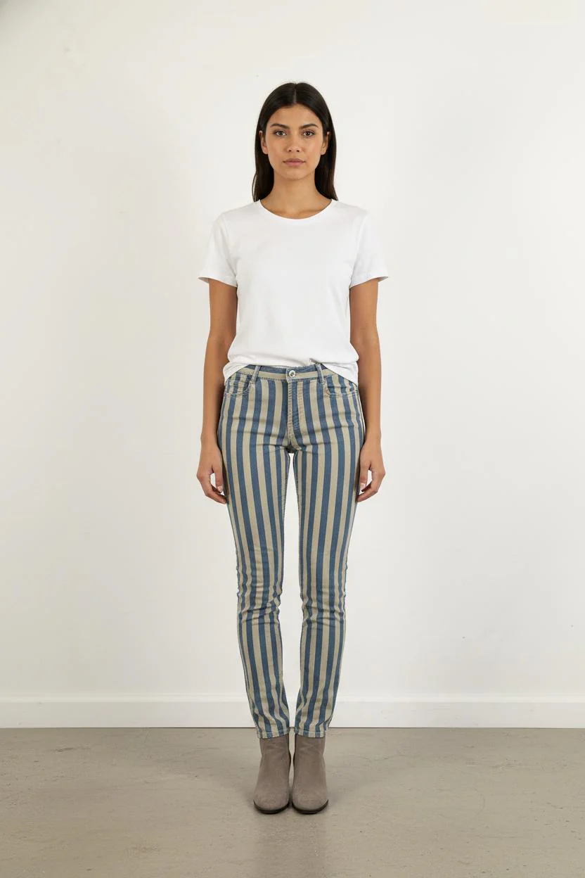 Jean Beige et Bleu - Taille XS/34