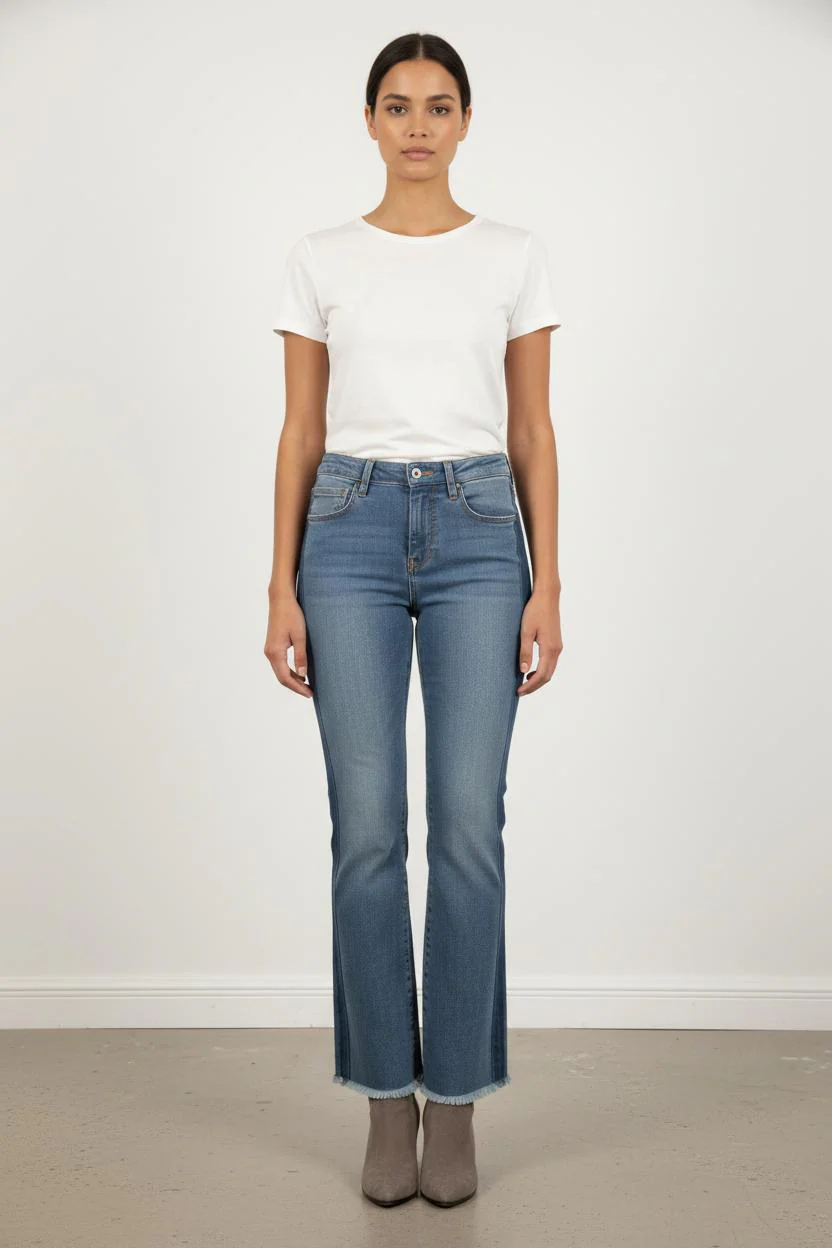 Jean Évasé Bleu et Bleu Foncé - Taille S/36