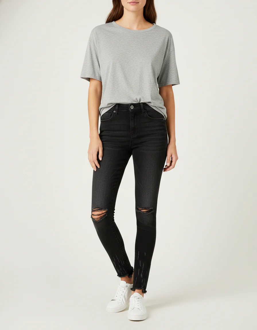 Jean noir déchiré - Taille XS/34
