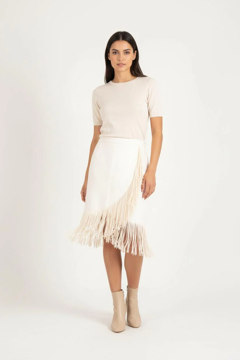 Jupe à Franges Blanche - Taille S/36