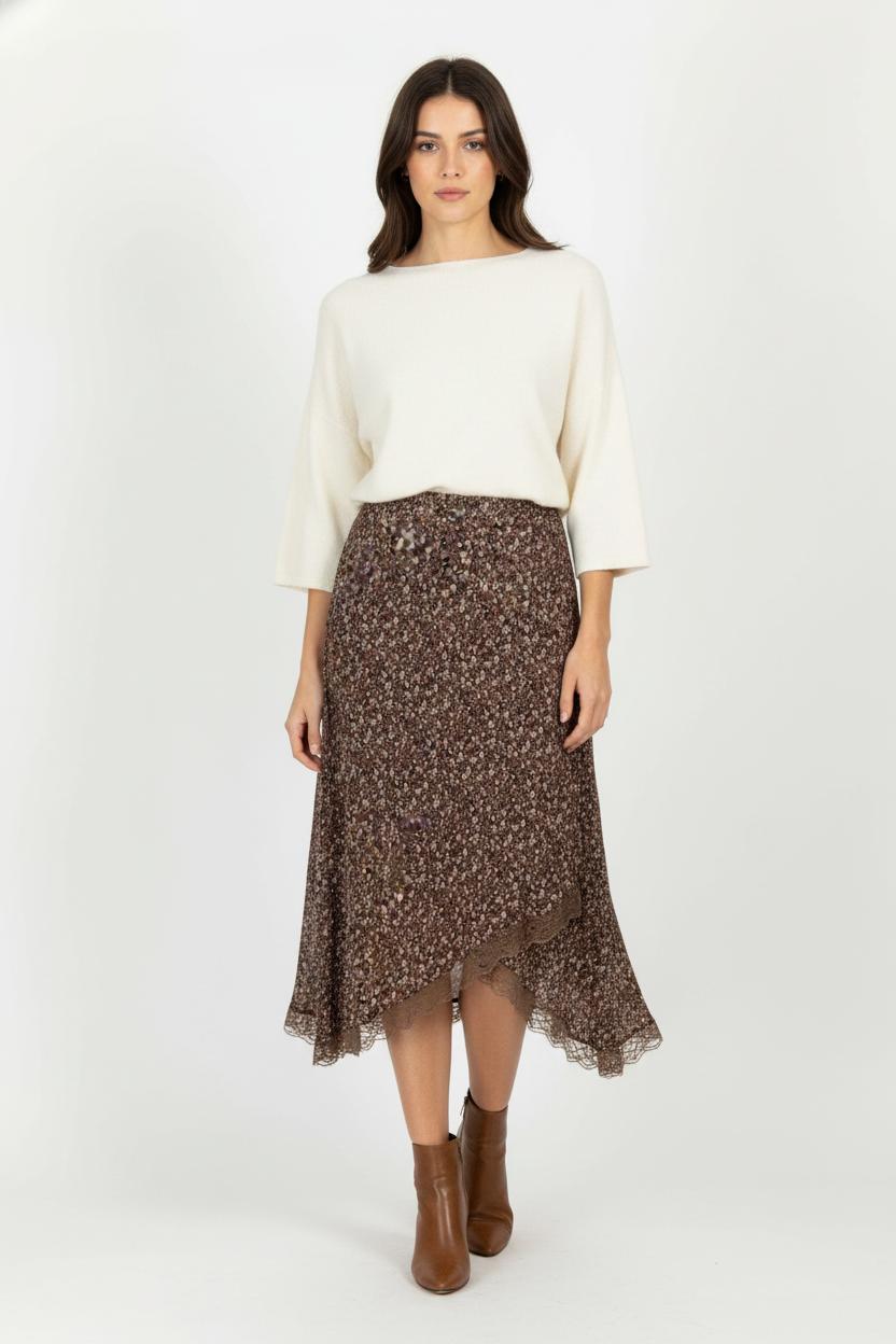Jupe Asymétrique Marron - Taille L/40