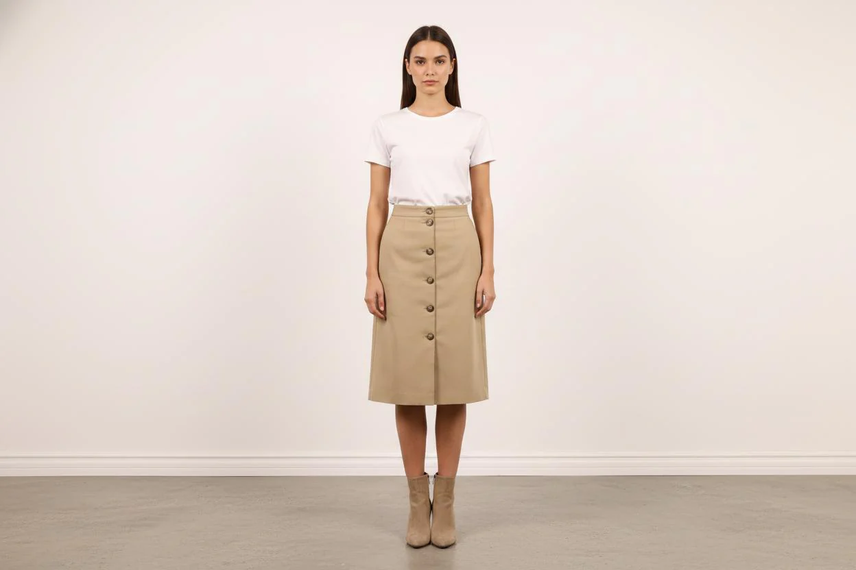Jupe Boutonnée Beige - Taille S/36