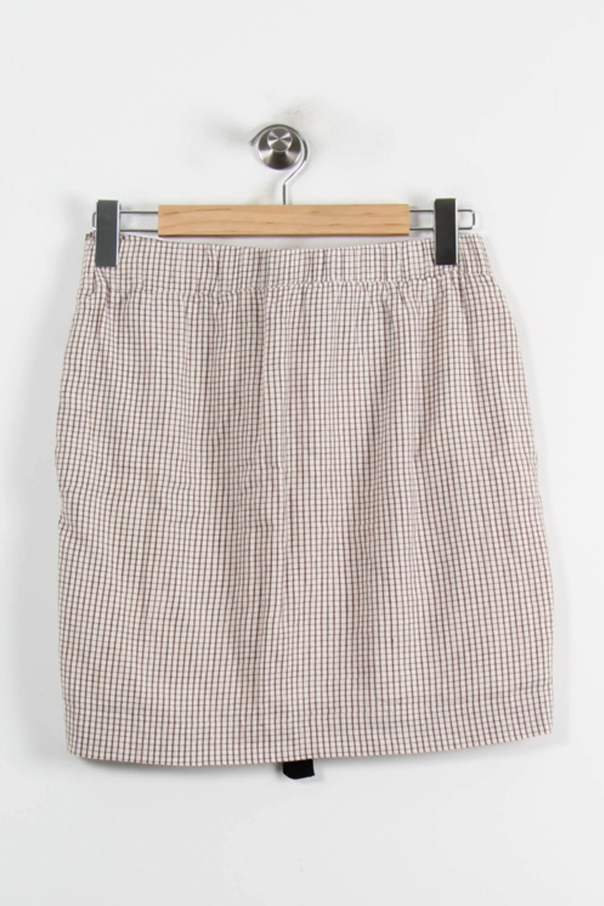 Jupe Courte À Carreaux Beige et Marron - Taille L/40 - Image 4