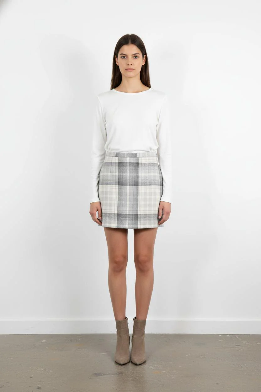 Jupe Courte Grise et Blanche - Taille M/38