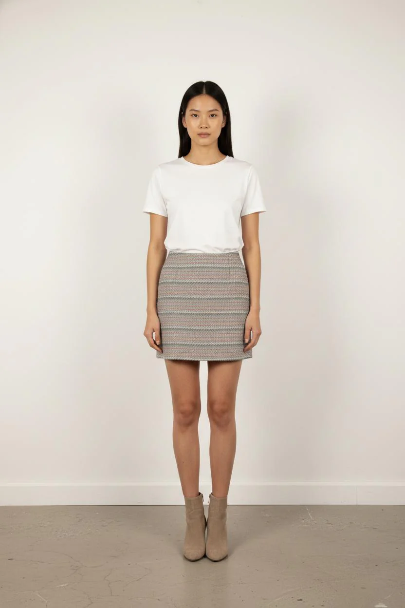 Jupe Courte Grise et Rose - Taille L/40