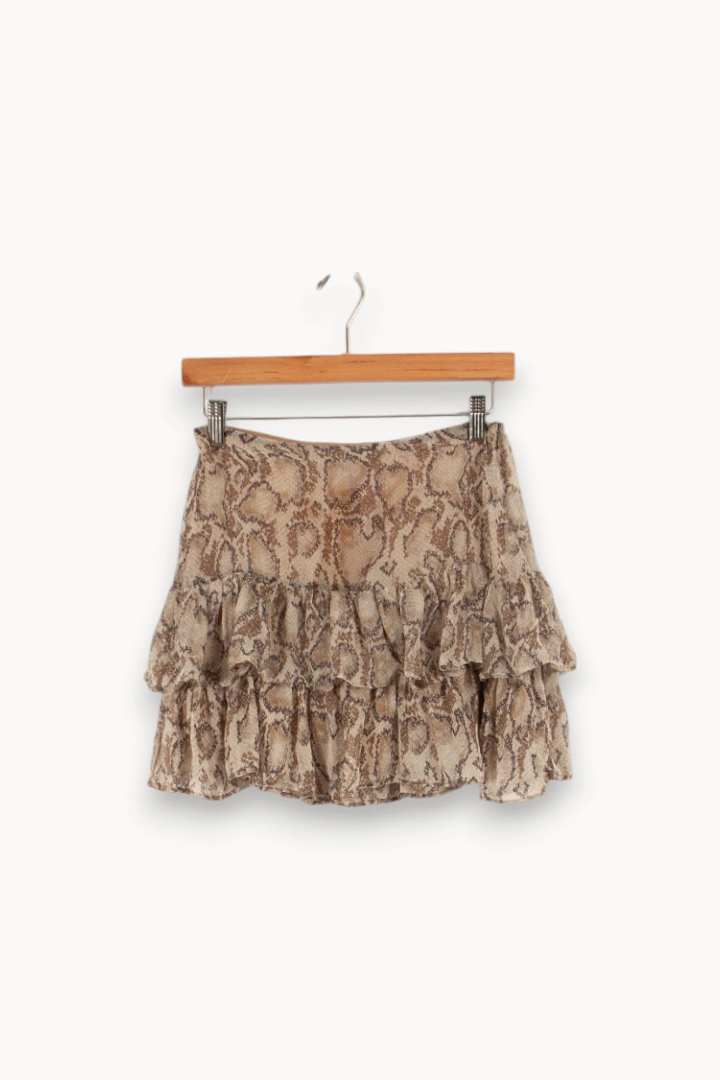 Jupe courte marron/beige à motif serpent - Taille XS/34 - Image 2